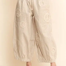 Load image into Gallery viewer, Davi & Dani - Peace Sign Pinstripe Palazzo Pants