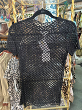 Load image into Gallery viewer, Davi & Dani - Short Sleeve Round Neck Dot Lace Mesh Top