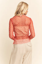 Load image into Gallery viewer, Davi & Dani - Sheer Mesh Heart Print Long Sleeve Top
