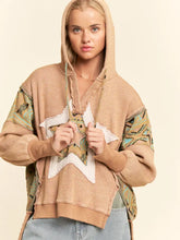 Load image into Gallery viewer, Davi & Dani - Heavy Waffle Star Patch Drop Shoulder Hoodie Top