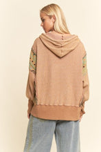Load image into Gallery viewer, Davi & Dani - Soft Waffle Knit Flower Patchwork Hoodie Top - Star
