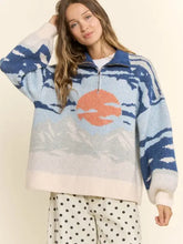 Load image into Gallery viewer, Dani & Davi - Scenic Mountain Landscape Half-Zip Sweater