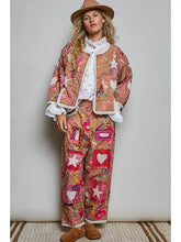 Load image into Gallery viewer, Pol - Heart Star Patch Elastic Waistband Lace Trim Straight Pants