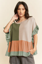 Load image into Gallery viewer, Sweater Textured Fabric Ruffle Detail Top