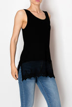 Load image into Gallery viewer, Origami - TANK TOP WITH LACE LAYER BLACK