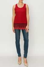 Load image into Gallery viewer, Origami - TANK TOP WITH LACE LAYER RED