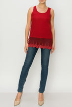 Load image into Gallery viewer, Origami - TANK TOP WITH LACE LAYER RED