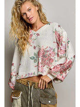Load image into Gallery viewer, Pol - Floral Print Chenille Sweater V Neck Rib Knit Top