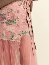 Load image into Gallery viewer, J.NNA - Floral Print Denim Mesh Mixed Fabric Skirt