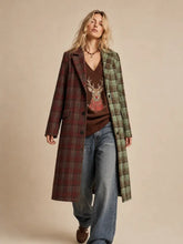 Load image into Gallery viewer, J.nna - Split-Plaid Tailored Long Coat