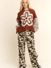 Load image into Gallery viewer, DAVI & DANI - Waffle Knit Multi-Flower Print Sleeves Top - COCOA