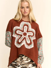 Load image into Gallery viewer, DAVI & DANI - Waffle Knit Multi-Flower Print Sleeves Top - COCOA