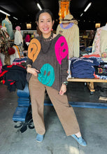 Load image into Gallery viewer, Davi & Dani - Smiley Face Sweater - Dark Brown