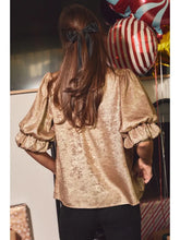Load image into Gallery viewer, ODDI- Shimmer Foiled Button Front Blouse - CHAMPAGNE GOLD