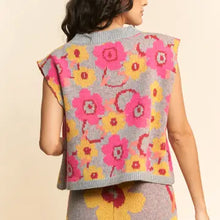 Load image into Gallery viewer, Davi & Dani - Sleeveless Knit Floral Ribbed Sweater Top
