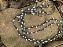 Load image into Gallery viewer, HC - Silver Pearls Braided Lariat 74"