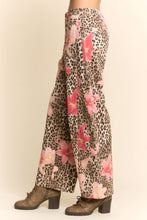 Load image into Gallery viewer, Davi & Dani - Leopard Floral Print Relaxed Wide Leg Pants