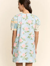 Load image into Gallery viewer, Davi & Dani - Vintage Patchwork Round Neck Puff Sleeve Top