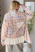 Load image into Gallery viewer, Oli & Hali -Washed Ruffle Lace Hem Button Up Plaid Shirt