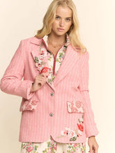 Load image into Gallery viewer, Davi & Dani - Pink Harringbone Embroidered Embroidered Patch Jakcet