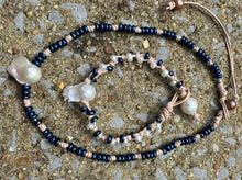 Load image into Gallery viewer, HC - 2Fer Blue /White Pearls Bracelet With Big Ball