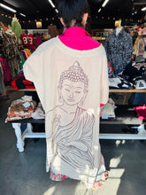 Load image into Gallery viewer, I Love Linen - Hi-Lo Tunic with Karma Saying (Front) & Buddha Print (Back)