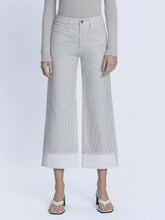 Load image into Gallery viewer, Stripe Print Cuffed Crop Wide Jeans