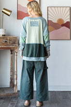 Load image into Gallery viewer, Oli & Hali - Washed Colorblock Detail Mix Media Pullover Top