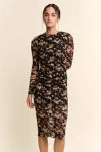 Load image into Gallery viewer, Davi & Dani - Printed Lace Mesh Dress Black