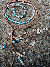 Load image into Gallery viewer, HC - Handmade Turquoise White Pearls Choker 16"-24"