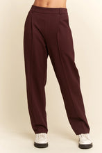 Load image into Gallery viewer, Davi & Dani - Woman Straight Fit High Waist Wide Leg Pocket Trousers Burgundy