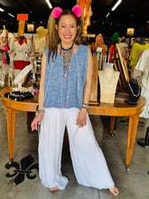 Load image into Gallery viewer, Karamel Collection - Cotton Sleeveless Top with Balloon Waist - Denim Blue