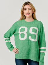 Load image into Gallery viewer, Pixi + Ivy - Varsity Number Lightweight 89 Sweater Top - Green