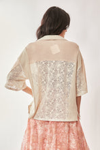Load image into Gallery viewer, Lace Knit Mixture Collar Neck Short Sleeve Top