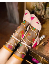 Load image into Gallery viewer, Sock Candy - Pearls & Jewels Black Sheer Ankle Sock