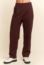 Load image into Gallery viewer, Davi & Dani - Woman Straight Fit High Waist Wide Leg Pocket Trousers Burgundy