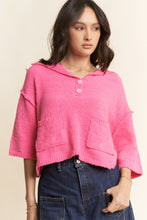Load image into Gallery viewer, Davi & Dani - Textured Sweater Knit Knotched V-neck Top