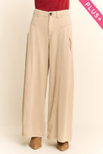 Load image into Gallery viewer, Plus High Waisted Front Slit Wide Leg Denim Pants