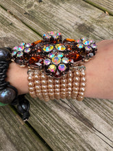 Load image into Gallery viewer, A Rare Bird- Brown Crystal 9 Strand Pearl Bracelet