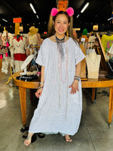Load image into Gallery viewer, Karamel Collection - Linen Stripe Dress with Pockets - White