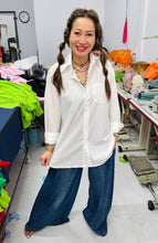 Load image into Gallery viewer, HC - Love Me Some Back Pleated Point Collar Shirt- White