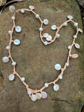 Load image into Gallery viewer, HC - Lariat Love Never End White Coin Pearls Necklaces 31"