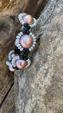 Load image into Gallery viewer, HC - Silver/Pink Pearls Sunflower Bracelet