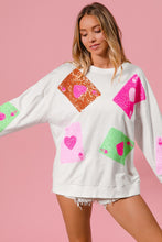 Load image into Gallery viewer, BiBi - Sequin Heart Ace Cards Embroidery Pullover