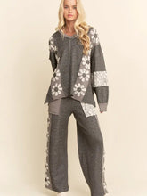 Load image into Gallery viewer, Davi & Dani - Milli Mix Matched Flower Patch Sweatpants - Charcoal