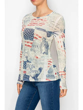 Load image into Gallery viewer, Origami - Sparkly Mesh Top with Red White and Blue - Grey Freedom