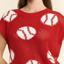 Load image into Gallery viewer, J.nna - Baseball Pattern Knit Top - Red