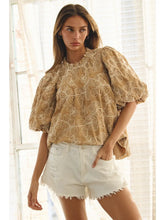 Load image into Gallery viewer, Oddi - Embroidered Babydoll Blouse - Camel