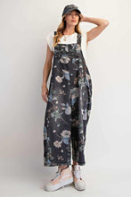 Load image into Gallery viewer, Flower Printed Washed Denim Overalls