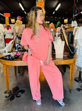Load image into Gallery viewer, Davi & Dani - Washed Pleat Top & Pants Set - Coral